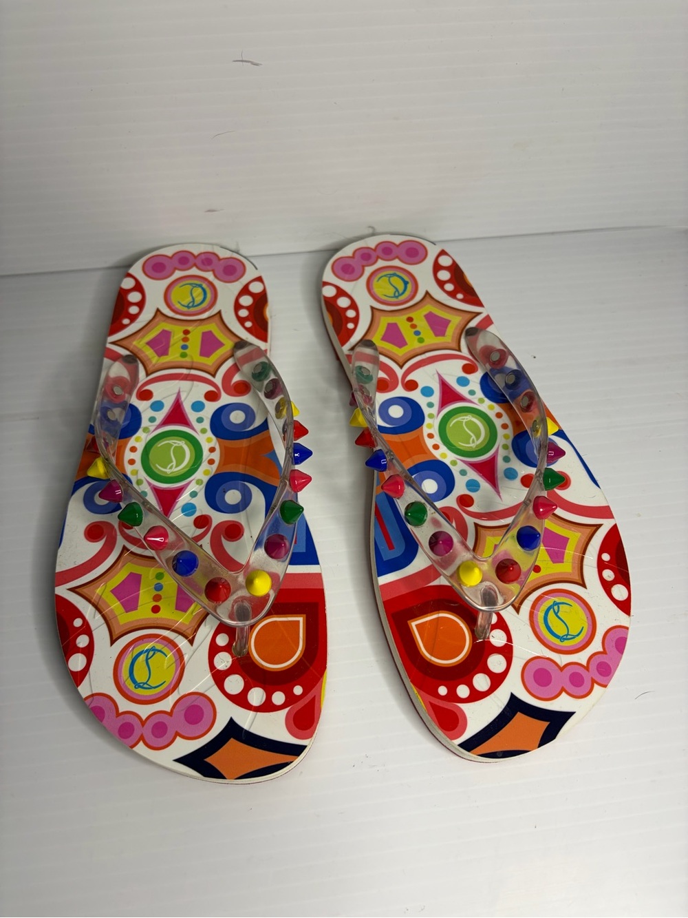 Christian Louboutin Multicolor Studded Clear-Strap Sandals